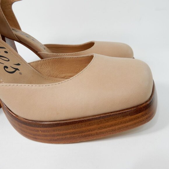 CANDIE'S Halt Platform Pumps Block Heel Size 10 Natural All Leather NEW $160 - Picture 9 of 15